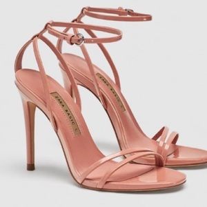 Zara ankle  heel pink patent leather.